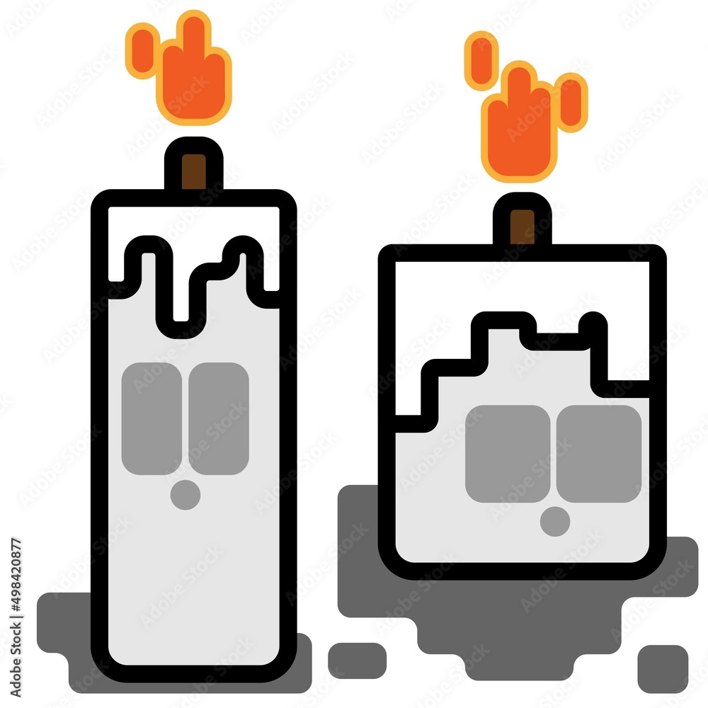 Two Cute Square Halloween Candles Head Flat Design Cartoon for Shirt, Poster, Gift Card, Cover or Logo Two Cute Square Halloween Candles Head Flat Design Cartoon for Shirt, Poster, Gift Card, Cover or Logo