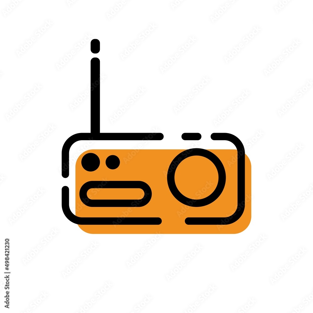 Cute Orange Radio FM Icon Flat Design For App Label Vector Illustration Cute Orange Radio FM Icon Flat Design For App Label Vector Illustration