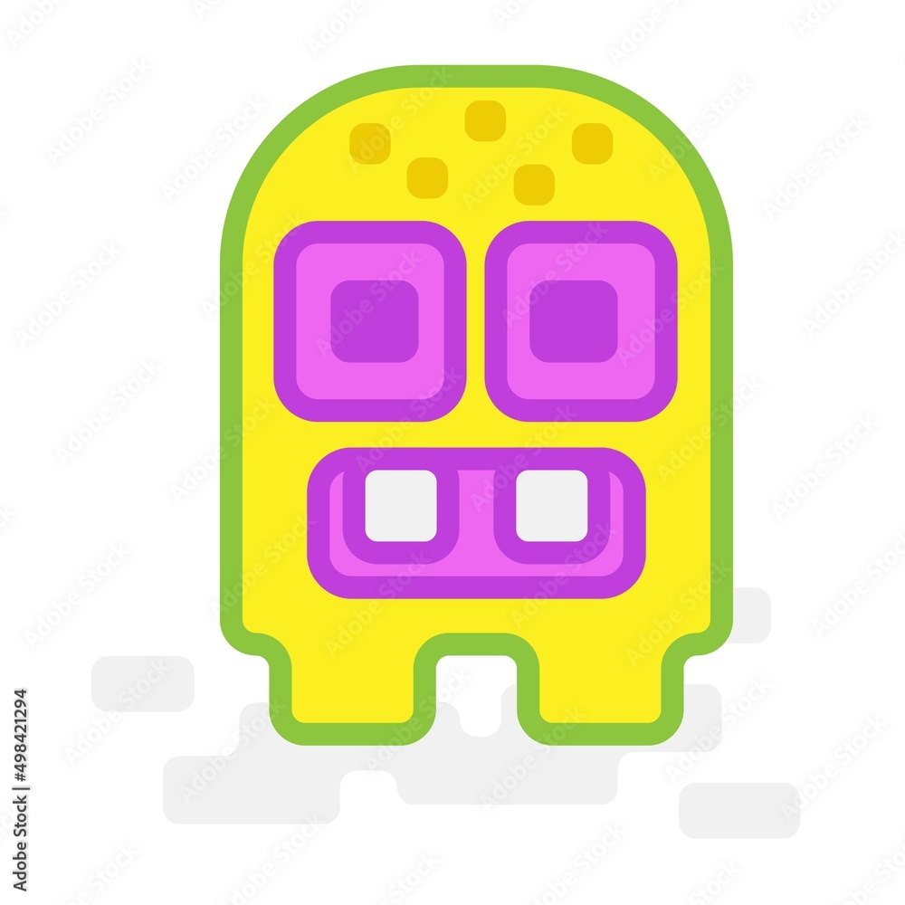 Cute Square Halloween Yellow Bald Alien Monster Flat Design Cartoon for Shirt, Poster, Gift Card, Cover or Logo Cute Square Halloween Yellow Bald Alien Monster Flat Design Cartoon for Shirt, Poster, Gift Card, Cover or Logo