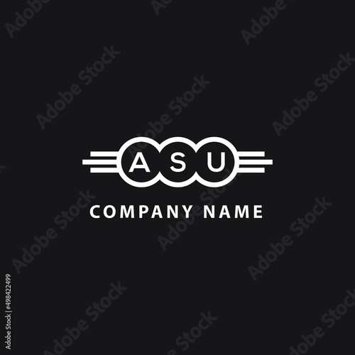 ASU letter logo design on black background. ASU  creative initials letter logo concept. ASU letter design.
 photo