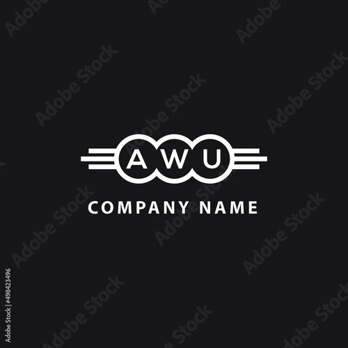 AWU letter logo design on black background. AWU  creative initials letter logo concept. AWU letter design. photo