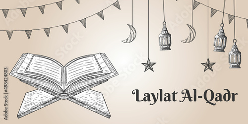 hand drawn laylat al-qadr illustration background
