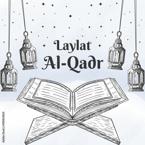hand drawn laylat al-qadr illustration design