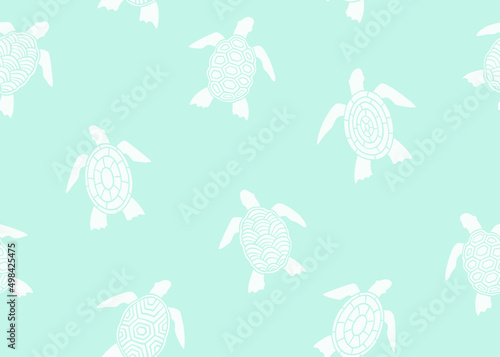 Sea turtle with abstract shell seamless pattern. Vector illustration background. 