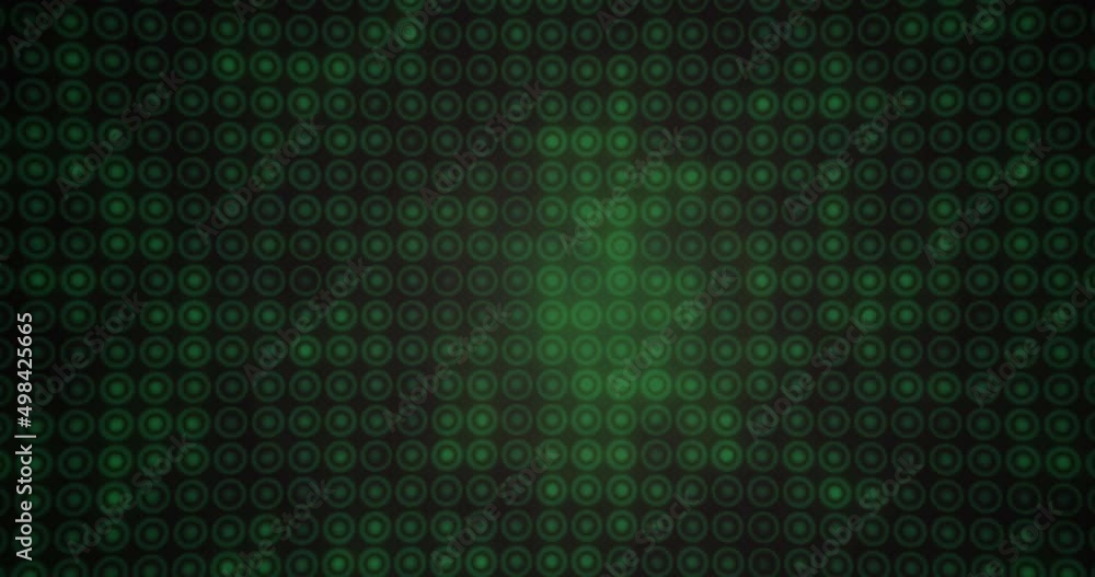 Animation of multiple green circles in row on black background Animation of multiple green circles in row on black background