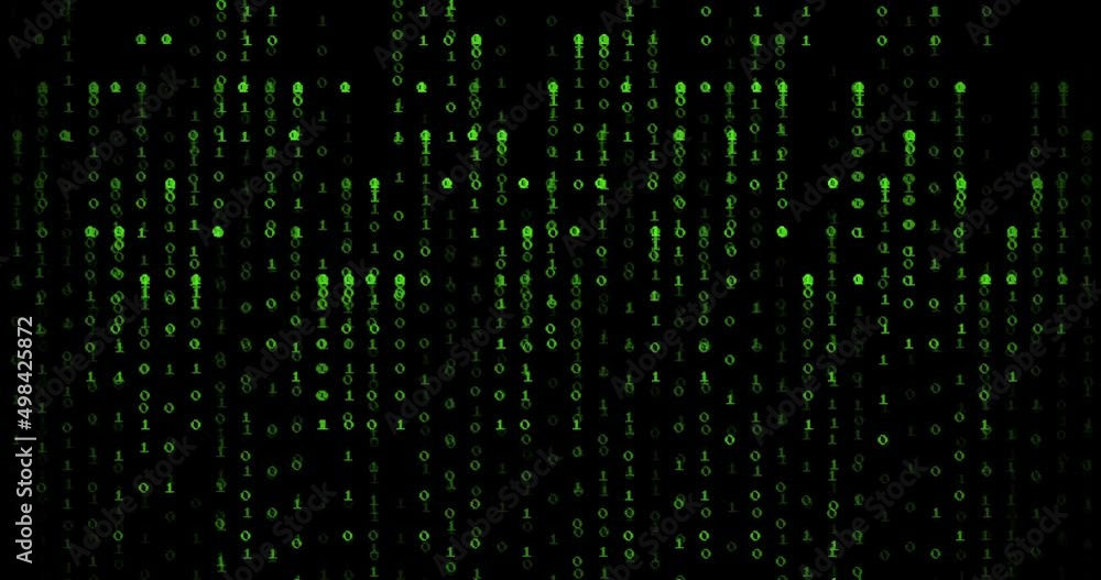 Animation of green binary coding data processing over black background Animation of green binary coding data processing over black background