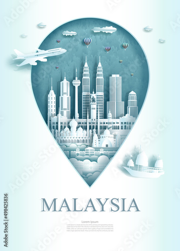 Photography Travel landmarks Kuala Lumpur of Malaysia architecture in pin point symbol