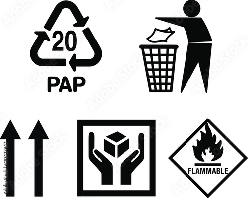 set of ecology icons handle with care 