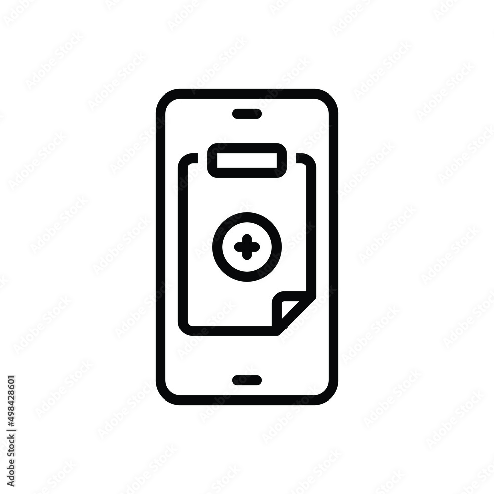 Black line icon for add attach