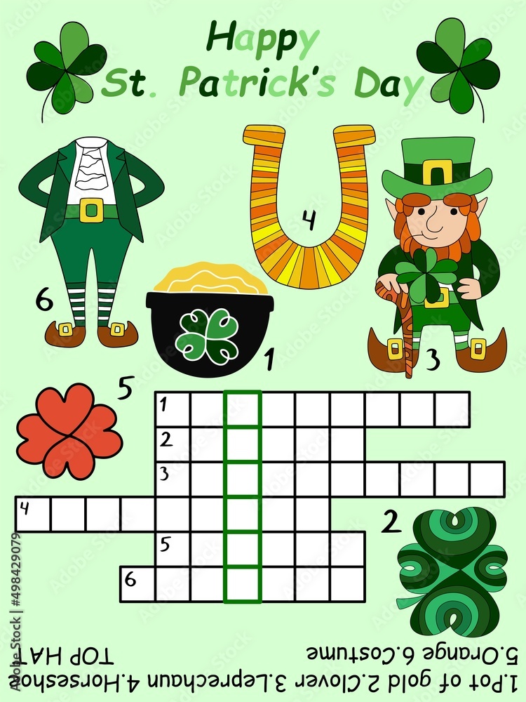 Colorful hand-drawn crossword for children vector illustration. Funny ...