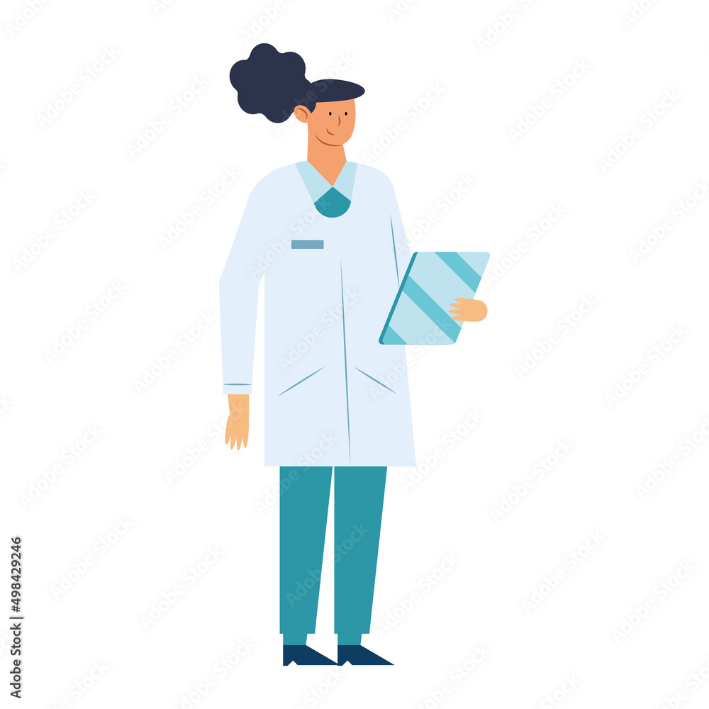 female doctor reading order