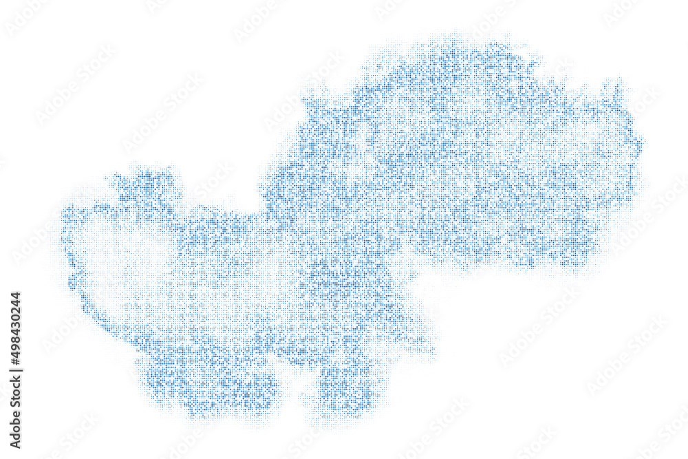 Abstract Halftone Blue Cloud, Isolated on White Background. Frozen Motion of Round Particles. Modern Dotted Futuristic Backdrop. Vector Illustration, Eps 10. Abstract Halftone Blue Cloud, Isolated on White Background. Frozen Motion of Round Particles. Modern Dotted Futuristic Backdrop. Vector Illustration, Eps 10.