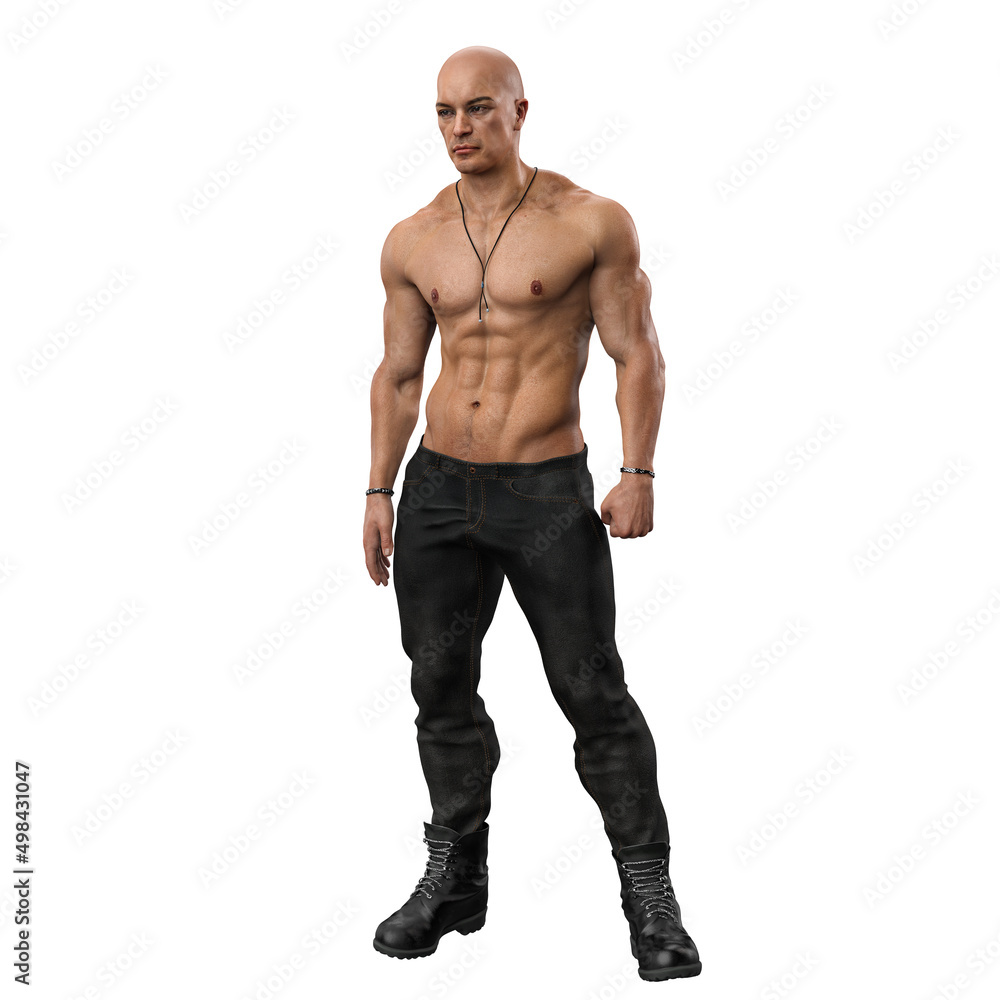 Bare Chested Latino Man on Isolated White Background, 3D Rendering, 3D Illustration Bare Chested Latino Man on Isolated White Background, 3D Rendering, 3D Illustration