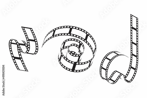 Film strip icon set. Series of transparencies in a strip for projection, movie and cinema design. Vector illustration on white background