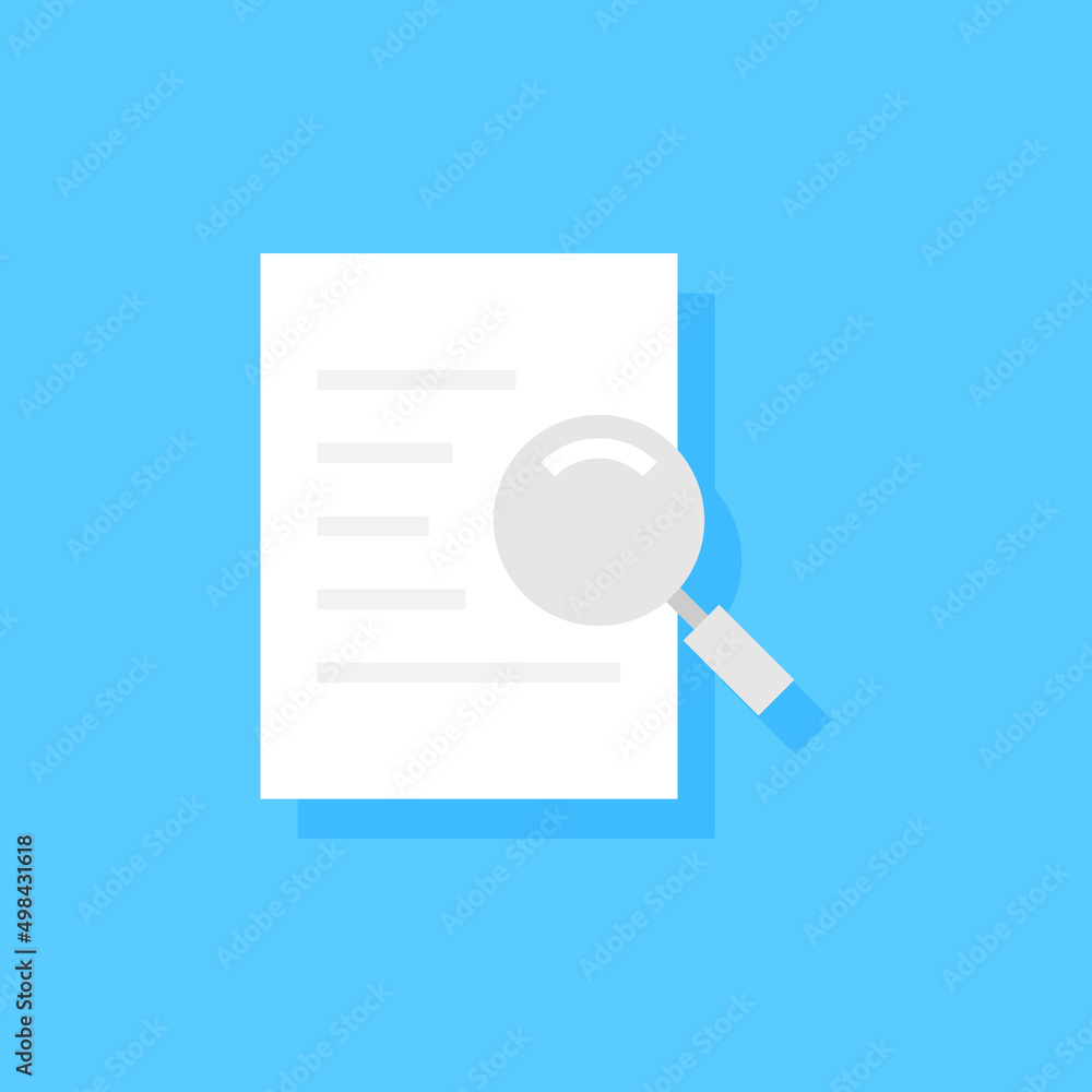 Search Flat icon, Document searching icon, Vector and Illustration. Search Flat icon, Document searching icon, Vector and Illustration.