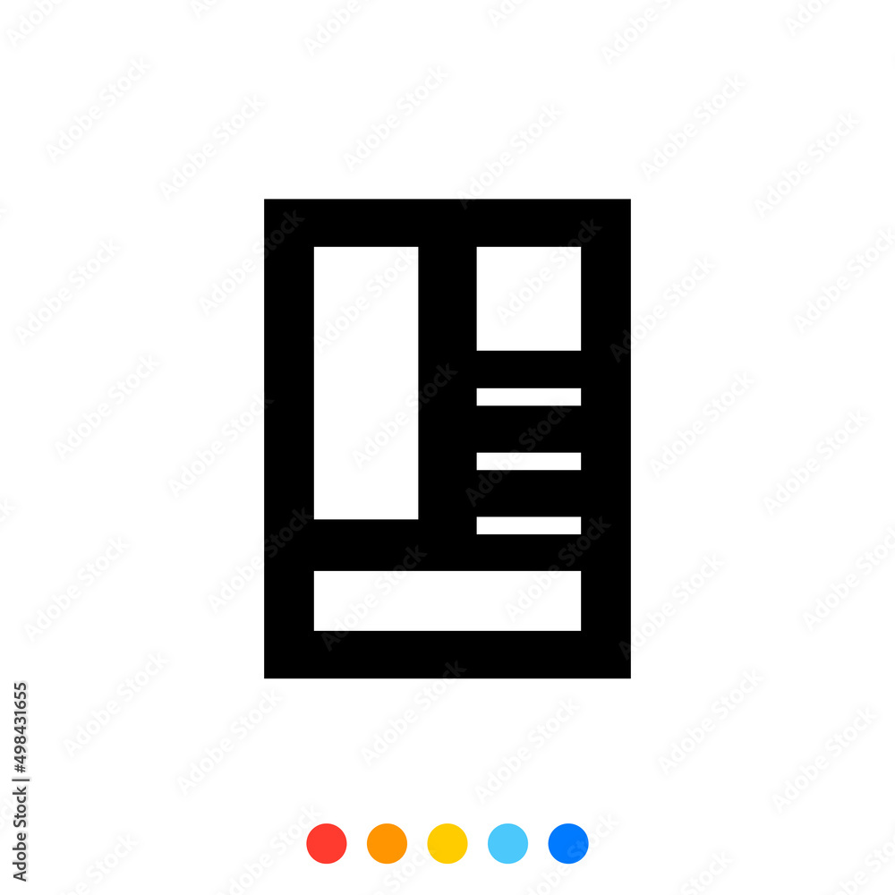 Simple Document Glyph icon or Newspaper icon, Vector and Illustration. Simple Document Glyph icon or Newspaper icon, Vector and Illustration.