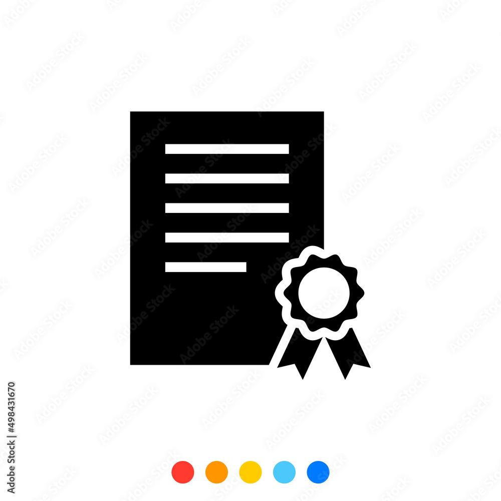 Glyph Icon of Certificate or Diploma, Vector and Illustration. Glyph Icon of Certificate or Diploma, Vector and Illustration.