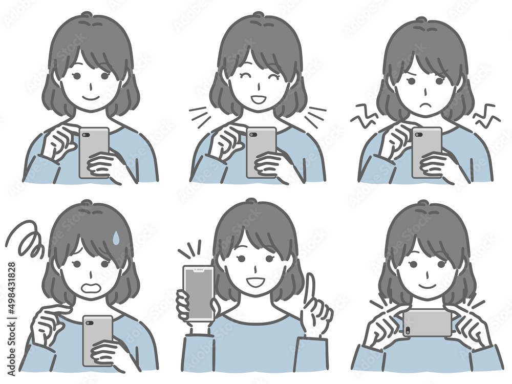 スマホを操作する私服の若い女性