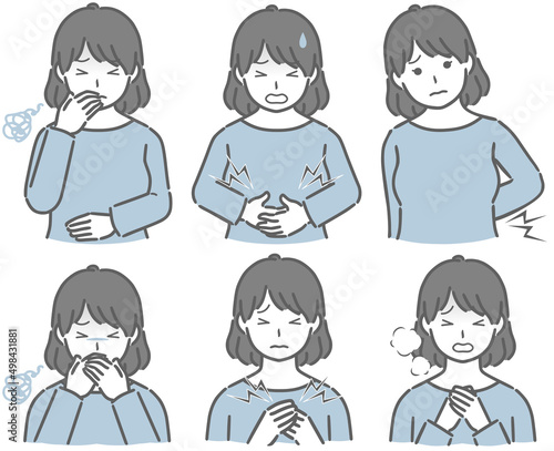 体調の悪い私服の若い女性