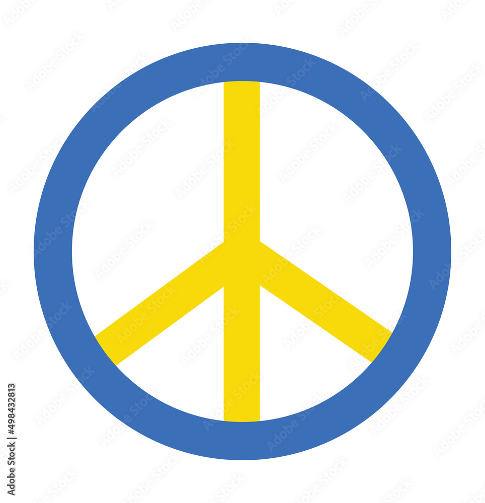 Peace for Ukraine clipart element. Blue and yellow vector sign, peaceful colors of Ukrainian flag Peace for Ukraine clipart element. Blue and yellow vector sign, peaceful colors of Ukrainian flag