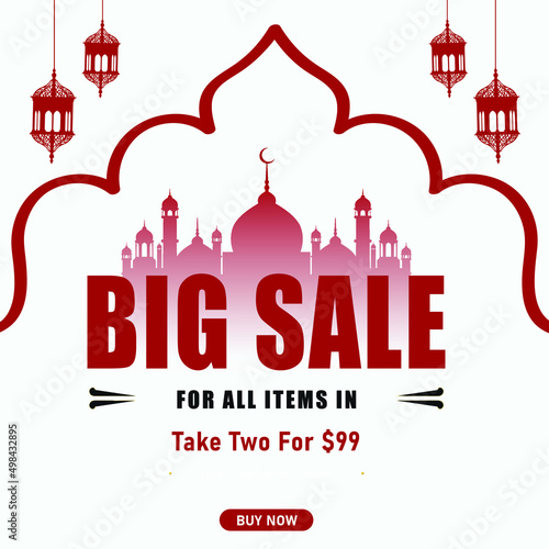 Eid big sale offers social media post design vector