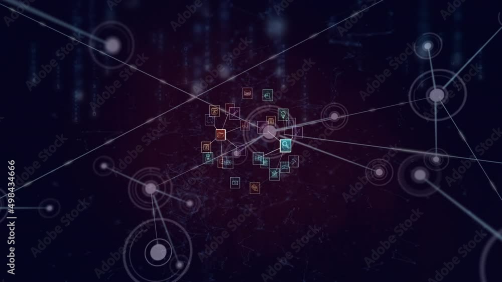 Animation of network of connections on black background Animation of network of connections on black background