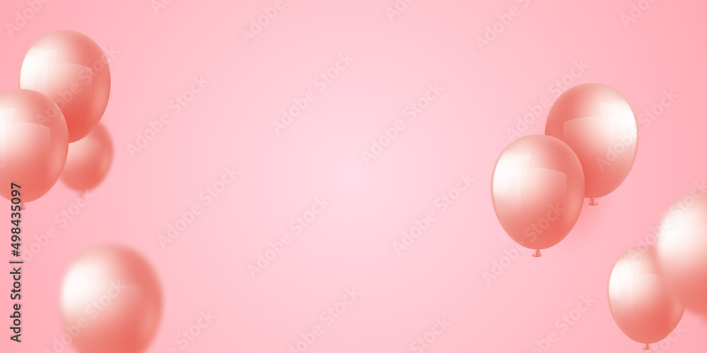 Celebration background with pink balloons for party Virtual design of a 3D balloon.