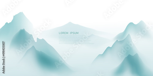 modern design vector illustration of a gorgeous chinese ink landscape painting