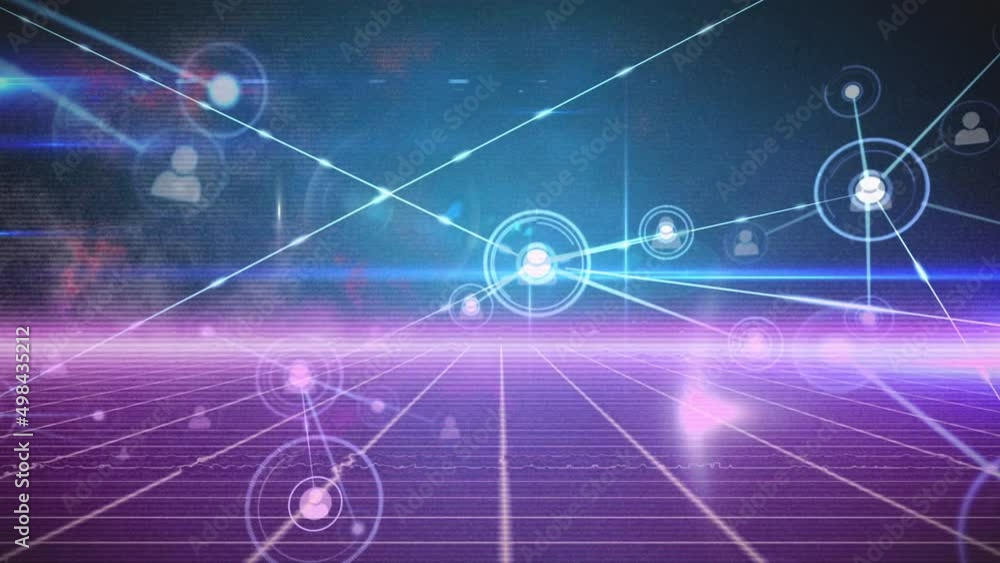 Animation of data processing on blue background