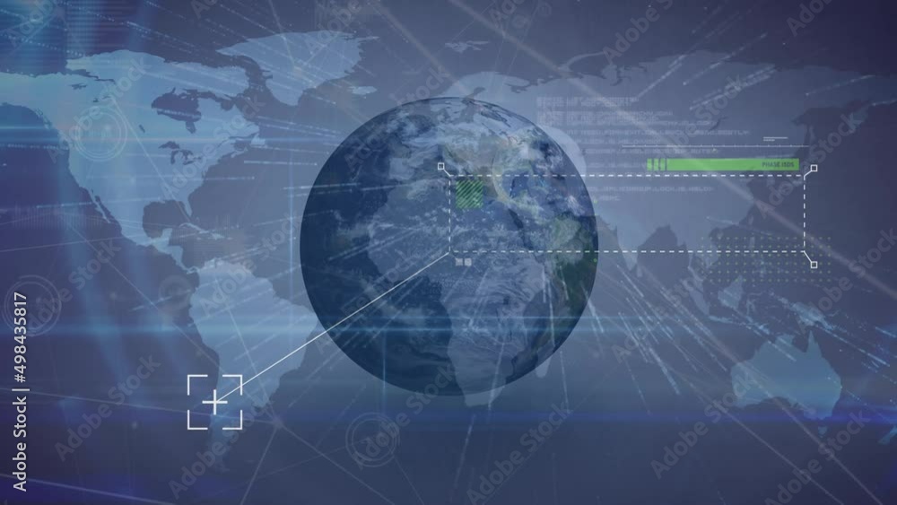 Animation of globe rotating over world map Animation of globe rotating over world map