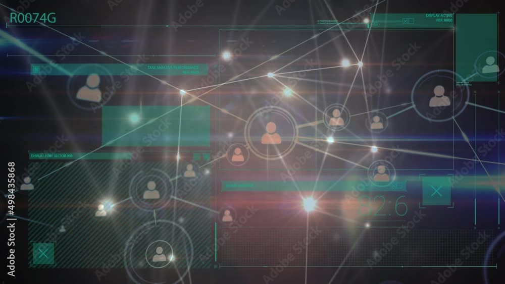 Animation of data processing on black background Animation of data processing on black background