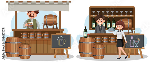 Market stall concept with beer and wine shop stall