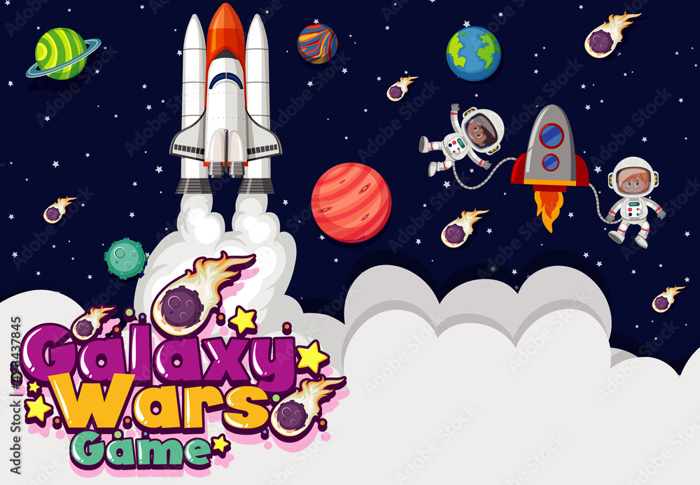 Scene wtih spaceship and astronaut in space Scene wtih spaceship and astronaut in space