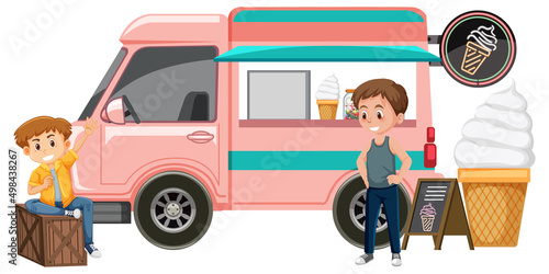 People standing by icecream truck