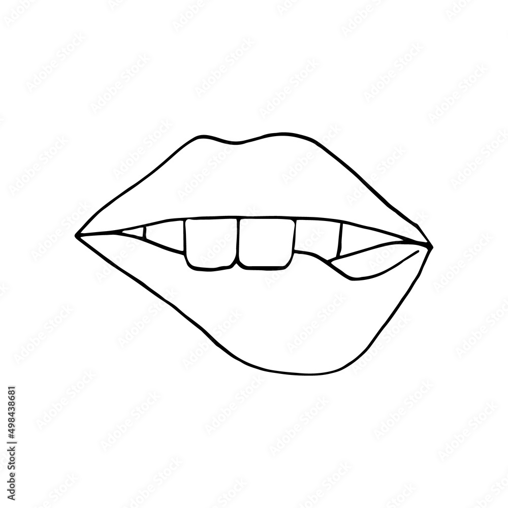 lips icon. mouth vector illustration hand drawn in doodle style. line art, nordic, scandinavian, minimalism, monochrome. sticker. lips icon. mouth vector illustration hand drawn in doodle style. line art, nordic, scandinavian, minimalism, monochrome. sticker.