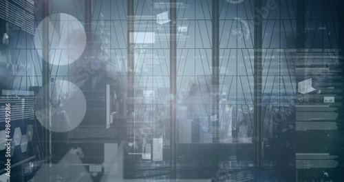 Wallpaper Mural Animation of financial data processing over business people walking Torontodigital.ca