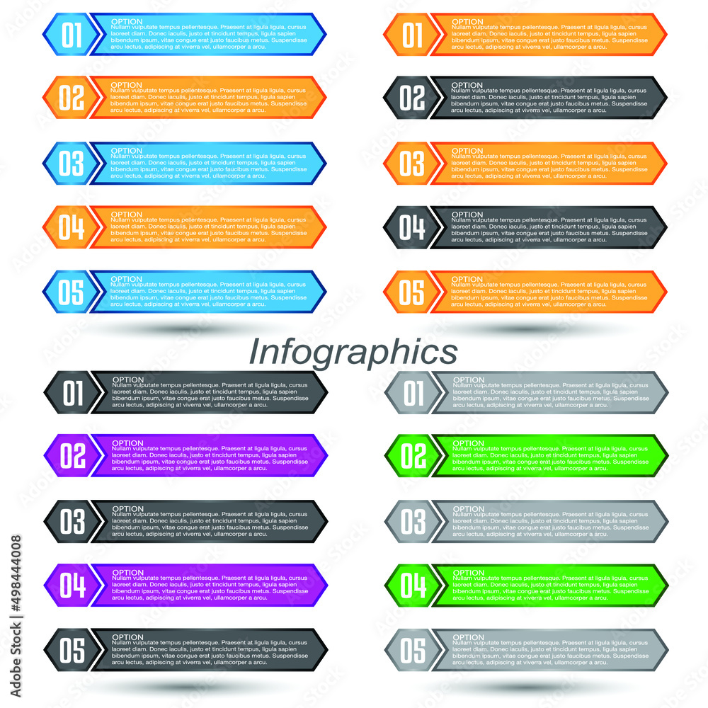 Fototapeta premium Collection infographics with steps and options, banners for web layout.