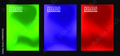 Abstract 3 fluid shapes mesh gradient colors backgrounds set. Modern vector template for brochure, flyer, cover, catalog. Colorful fluid graphic composition