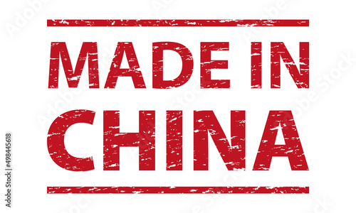 MADE IN CHINA - red colored vector illustration of stamp banner
