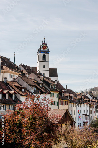 Aarau, Stadtkirche, Kirche, Altstadt, Altstadthäuser, Aare, Fluss, Frühling, Frühlingssonne, Aargau, Schweiz photo