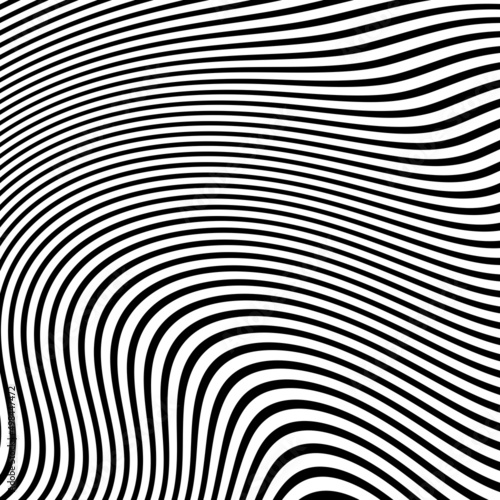 Wallpaper Mural Abstract pattern of wavy stripes or rippled 3D relief black and white lines background. Vector twisted curved stripe modern trendy.3D visual effect, illusion of movement, curvature. Pop art design. Torontodigital.ca