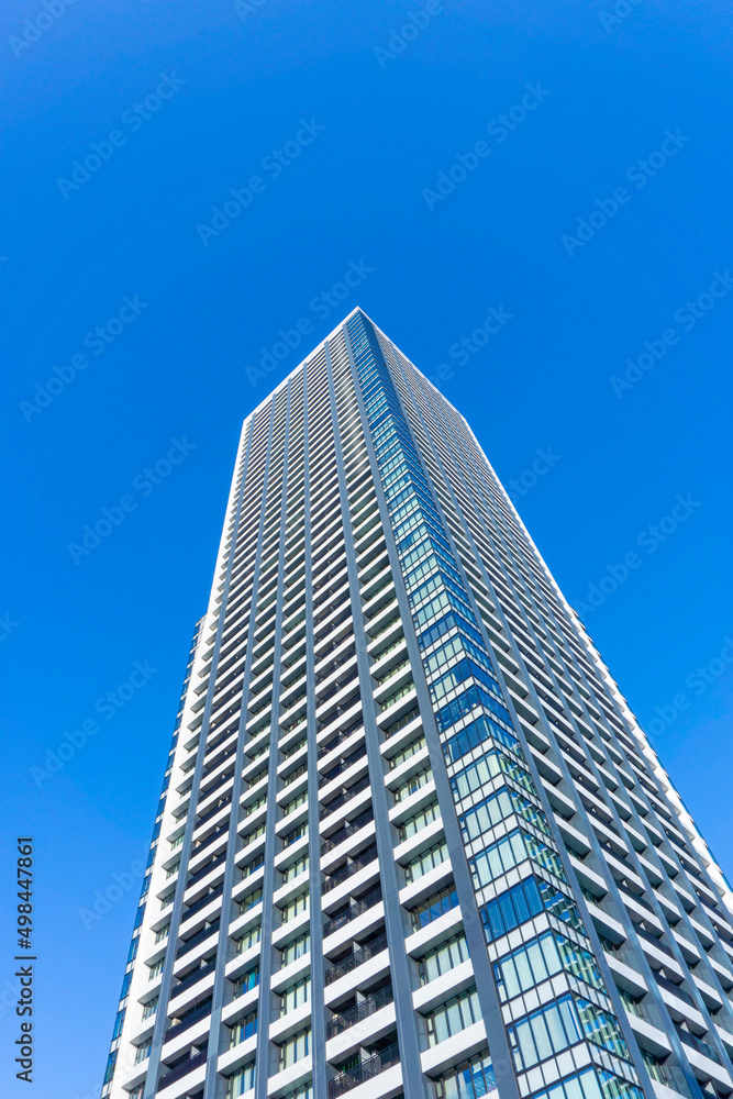 Landscape photograph looking up at a high-rise apartment_c_75 Landscape photograph looking up at a high-rise apartment_c_75