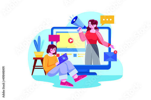 Digital Marketing Illustration concept. Flat illustration isolated on white background