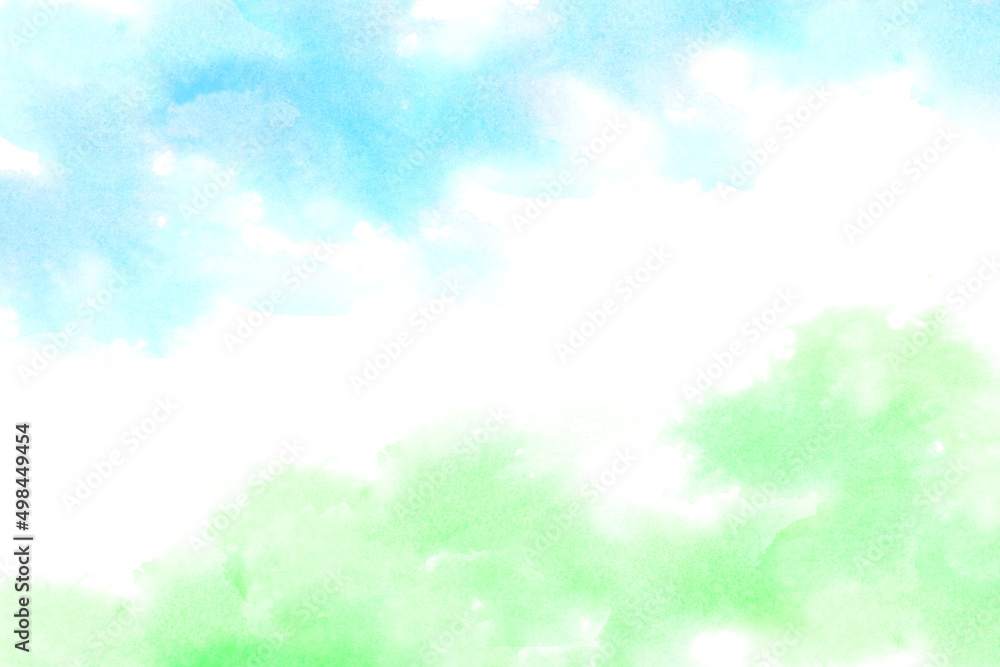 空と新緑のイメージ　アブストラクト（水彩タッチ）