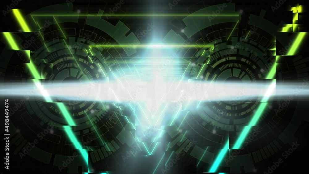 Animation of glowing green triangles over scopes scanning