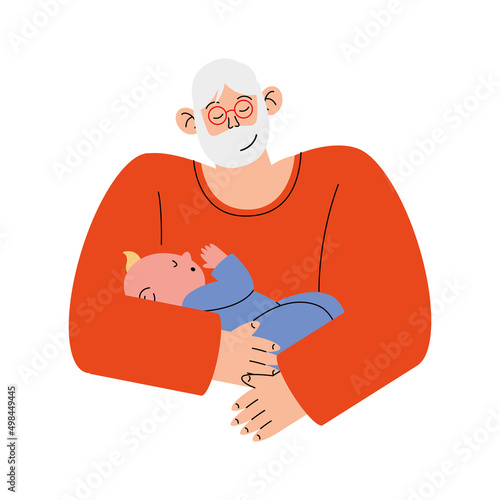 grandfather lifting baby