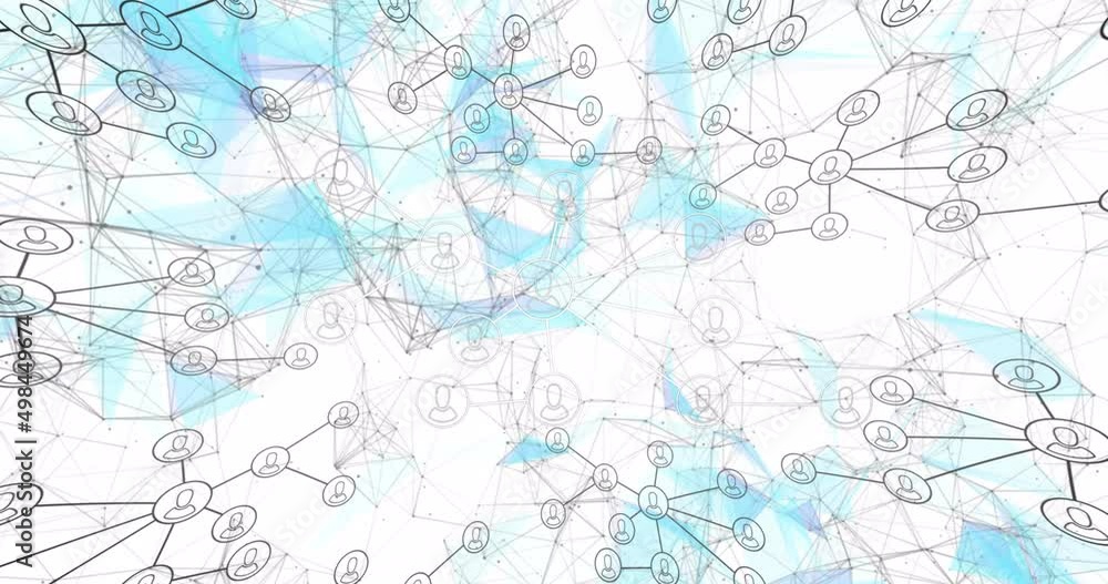 Animation of network of connections with people icons over white background Animation of network of connections with people icons over white background