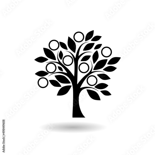 Money tree icon with shadow