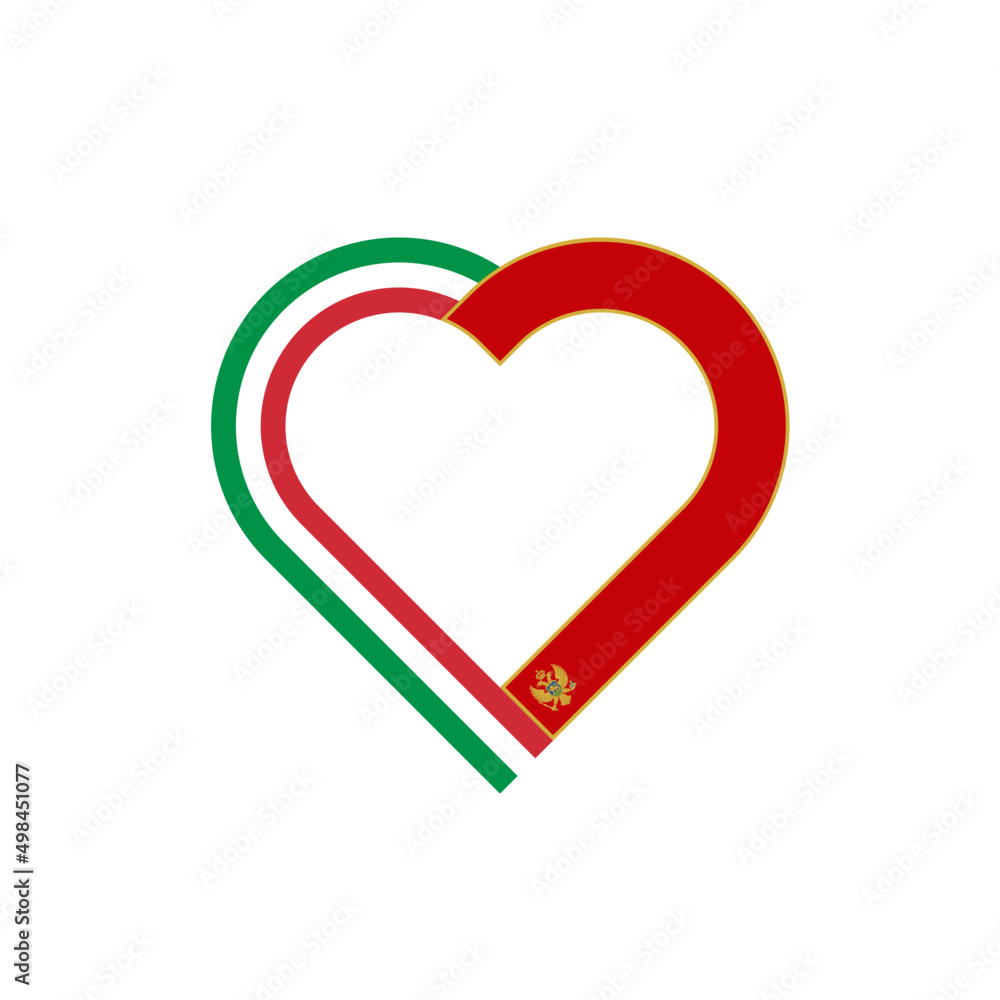 heart ribbon icon of italy and montenegro flags. vector illustration isolated on white background heart ribbon icon of italy and montenegro flags. vector illustration isolated on white background