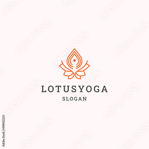 Lotus yoga logo icon flat design template 